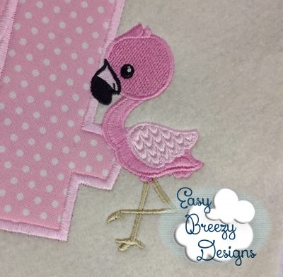 Pink Flamingo Embroidered Tropical Bird, Two Tone Pink Flamingo Embroidery Design- Machine Embroidery Files - Digital Download