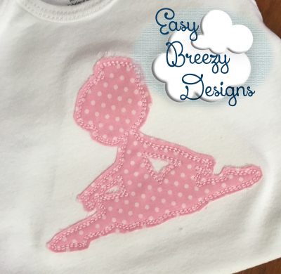Ballerina Silhouette Applique Design, Raggy Stitch Leaping Ballet Applique Design - Embroidery File - Image 2