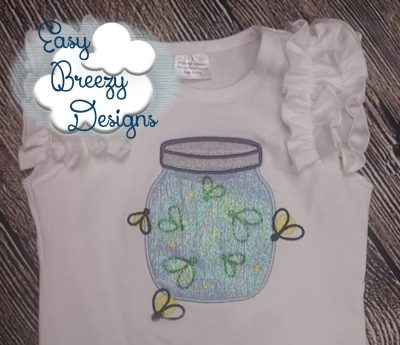 Summer Nights Fireflies Jar - Machine Applique Design - Image 3