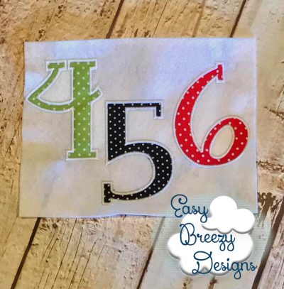 Jenna Number Set Applique Design - No Other Lettering - Machine Embroidery Files