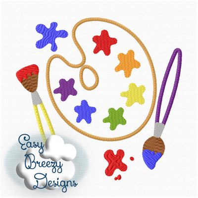 Painting Applique Design Multi Set, 5 Painting Embroidery Design Sets Included in this Multi Set, Back to School Applique Embroidery, Paints - Machine Embroidery Files - Digital Download