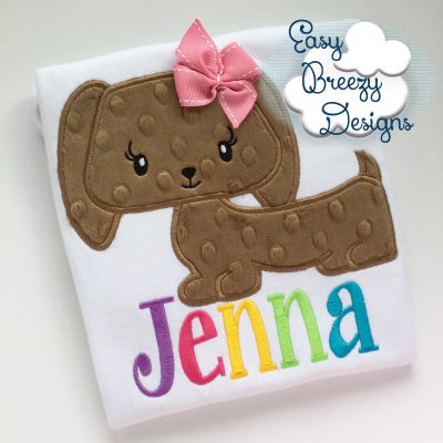 Doxie Puppy Applique Design, Dachsund Applique Design, Dog Applique Design - Machine Embroidery Files - Digital Download