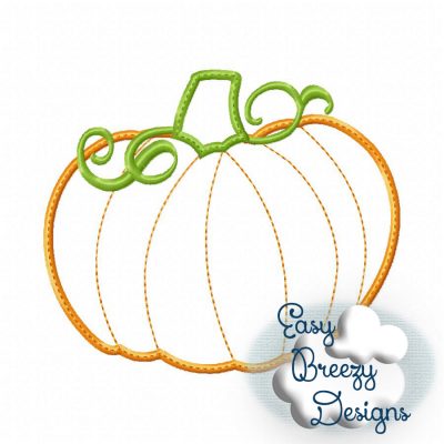 Fat Pumpkin Applique, Fall Pumpkin Applique, Halloween Pumpkin Patch Applique - Machine Embroidery Files - Digital Download