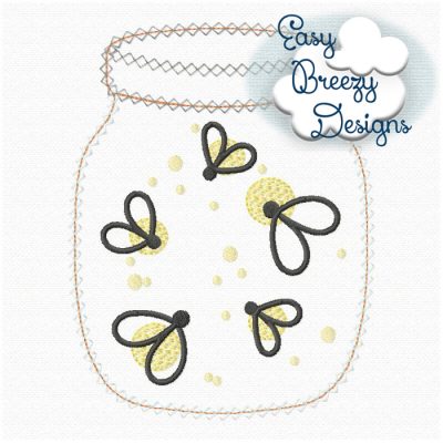 Summer Nights Fireflies Jar - Machine Applique Design