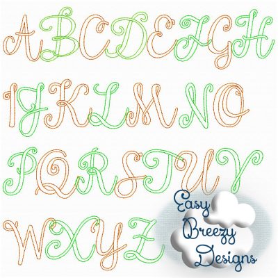 Script Floss Alphabet Set, Sketch Embroidery Design, Vintage Look Upper Case Only Embroidery Alphabet Font - No Other Files Included
