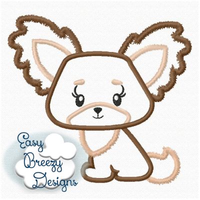 Papillon Puppy Applique Design, Dog Applique Design - Machine Embroidery Files - Digital Download