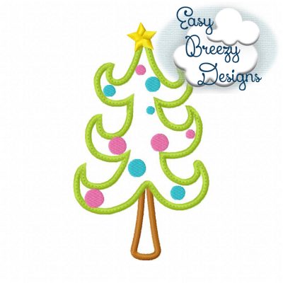 Polka Dot Christmas Tree Applique, Christmas Embroidery Design, Christmas Embroidery - Machine Embroidery Files - Digital Download