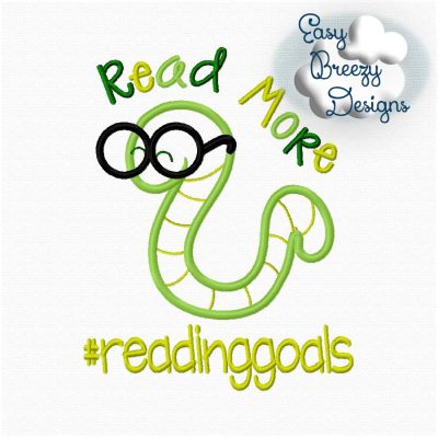 Reading Goals Applique Design, Read More Saying Embroidery, Hashtag Back to School Embroidery - Machine Embroidery Files - Digital Download