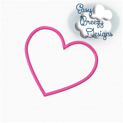 Slanted Heart Applique Embroidery Design - Machine Embroidery Files - Digital Download