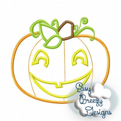 Smiling Jack O'lantern Pumpkin Applique - Machine Embroidery Files - Digital Download