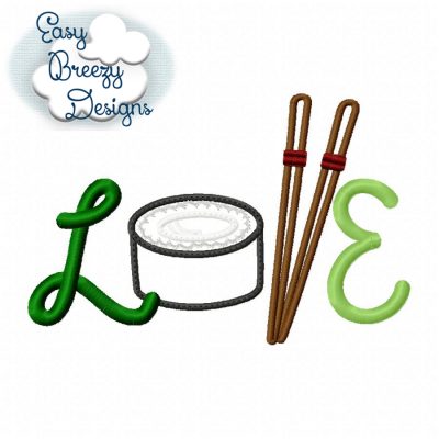 Sushi Love, LOVE Applique - Machine Embroidery Files - Digital Download - Image 2