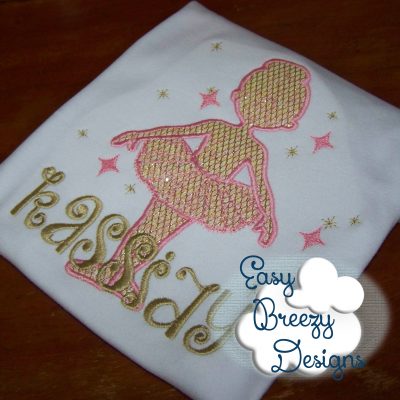 Ballerina Silhouette, 3rd Position Ballet Recital Applique Design - Embroidery File - Digital Download