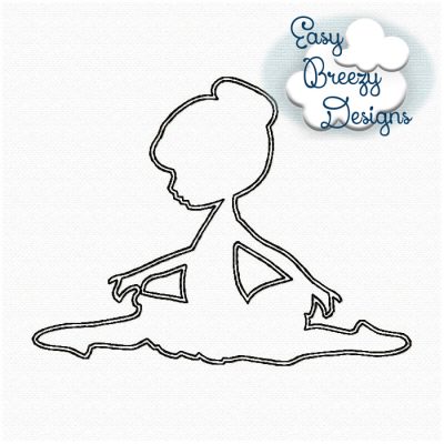 Ballerina Silhouette Applique Design, Raggy Stitch Leaping Ballet Applique Design - Embroidery File