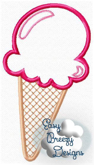 Ice Cream Cone Applique Design, Ice Cream Applique Design, Cone Applique Design - BBQ Theme - Digital Download Files