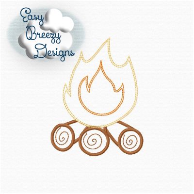 Campfire Applique Design, Raggy Applique Design, Fire Embroidery Design, Camp Fire Embroidery - Machine Embroidery Files - Digital Download