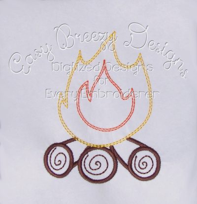 Campfire Applique Design, Raggy Applique Design, Fire Embroidery Design, Camp Fire Embroidery - Machine Embroidery Files - Digital Download - Image 2