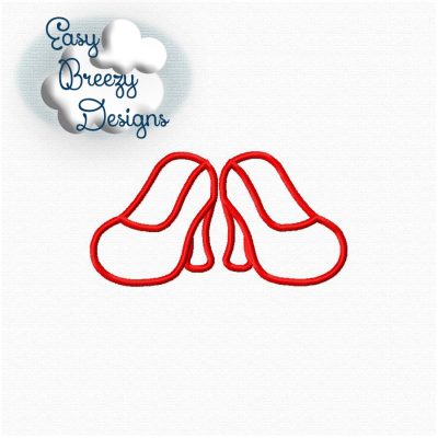 Chunky Heel Applique Set, Ruby Slippers Embroidery, Applique Embroidery Design, Designer Heels - Machine Embroidery Files - Digital Download