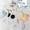 Dreaming on Cloud Nine Applique Embroidery Design, Dreaming Unicorn Embroidery Design - Machine Embroidery Files - Digital Download - Image 3