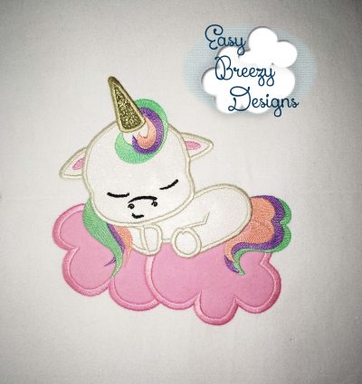Dreaming on Cloud Nine Applique Embroidery Design, Dreaming Unicorn Embroidery Design - Machine Embroidery Files - Digital Download - Image 4