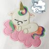 Dreaming on Cloud Nine Applique Embroidery Design, Dreaming Unicorn Embroidery Design - Machine Embroidery Files - Digital Download