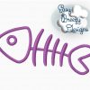 Fish Bones Embroidery Design, Bone Fish Applique Design, Kitten & Key Fob Not Included, Embroidered Fish Bones - Machine Embroidery Files - Digital Download Only