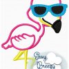Flamingo in Shades Applique Tropical Bird in Sunglasses - Machine Embroidery Files - Digital Download