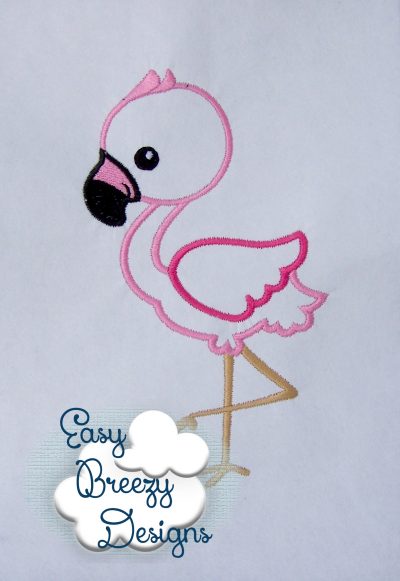 Pink Flamingo Applique Tropical Bird, Two Tone Pink Flamingo Applique Design - Machine Embroidery Files - Digital Download
