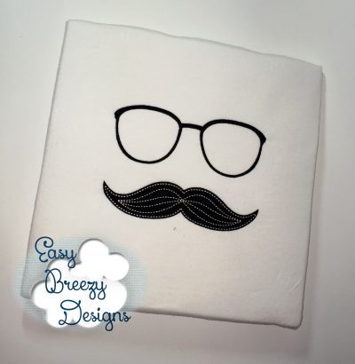 Mustache Glasses Applique Embroidery Design - Machine Embroidery Files