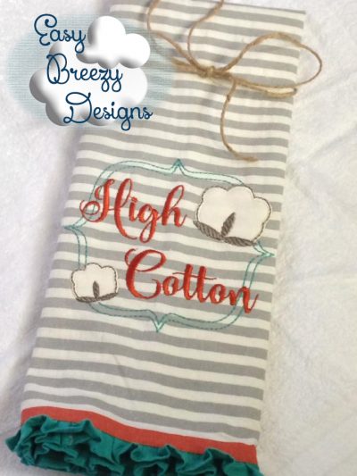 High Cotton Embroidery Design, Cotton Boll Applique Design - Machine Embroidery Files - Digital Download - Image 2