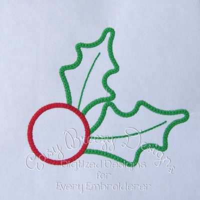 Christmas Holly Applique Design, Holly Embroidery Design, Christmas Feltie, Holly Embroidery - Machine Embroidery Files - Digital Download