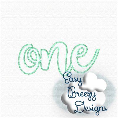 One Applique Design, Script Birthday Applique Design, Raggy Applique Design, Script One - Digital Download Files