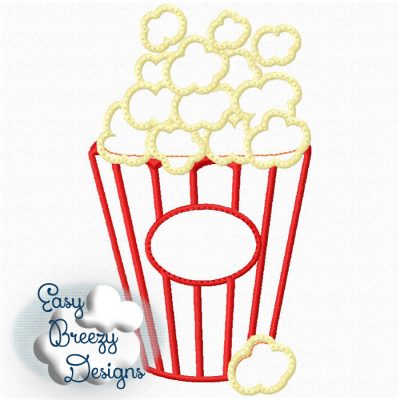 Popcorn Applique Design, Popcorn Bucket Only, Movie Night Theme, Applique Design - Digital Download
