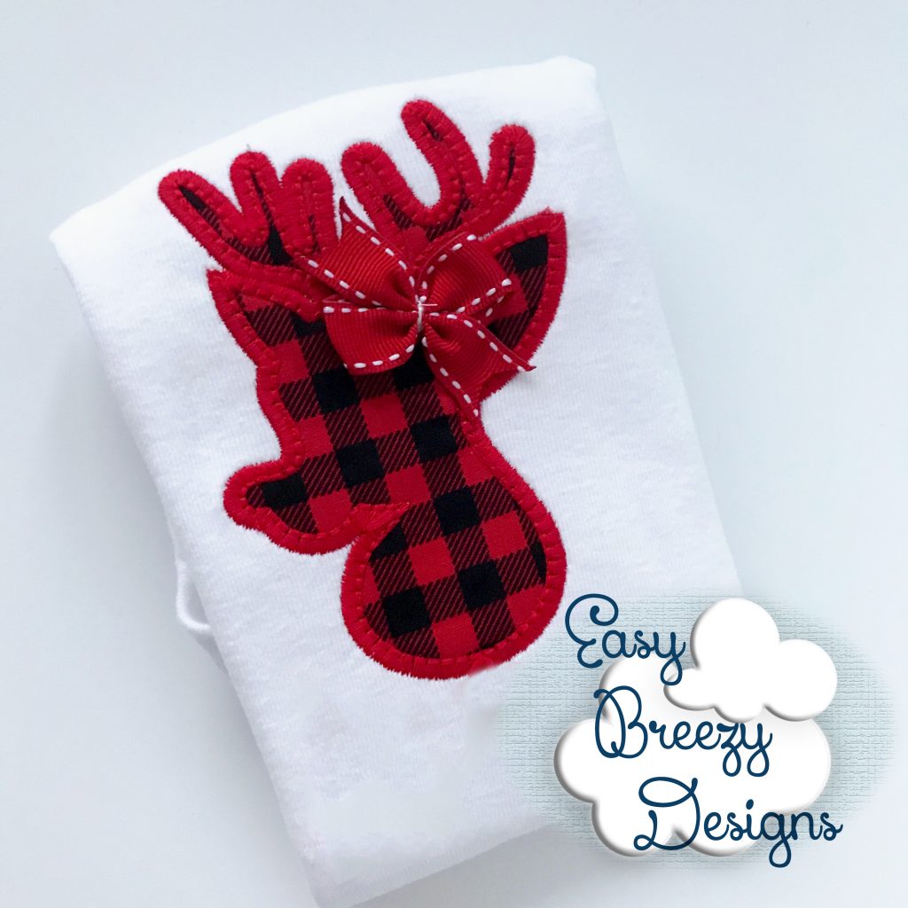 rudolph applique design red nose reindeer machine deer silhouette applique design