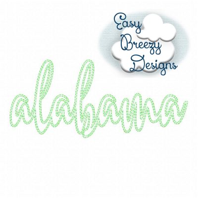 State Applique Design, Script alabama lowercase Applique Design