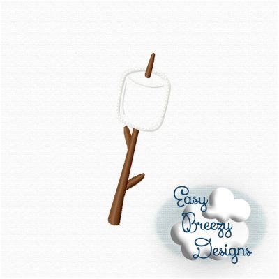 Toasted Marshmallow Applique Design, Making S'mores - Machine Embroidery Files - Digital Download