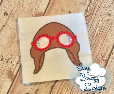 Aviator Cap Applique Embroidery Design - Machine Embroidery Files - Image 2