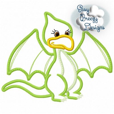 Dino Pterodactyl Applique Embroidery Design - Machine Embroidery Files