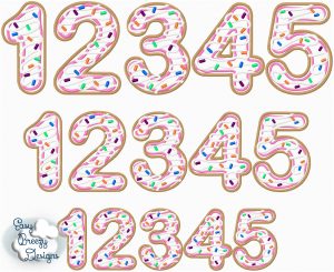 Donut Number Applique Set Mockup in 3 sizes