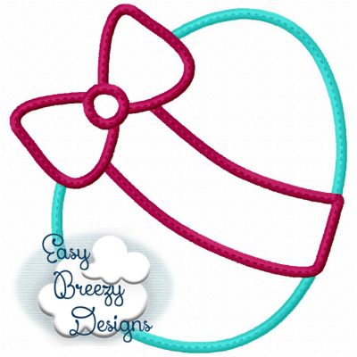 Easter Egg Hunt Egg Bow Applique Embroidery Design - Machine Embroidery Files