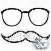Mustache Glasses Applique Embroidery Design - Machine Embroidery Files - Image 2