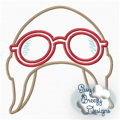 Aviator Cap Applique Embroidery Design - Machine Embroidery Files