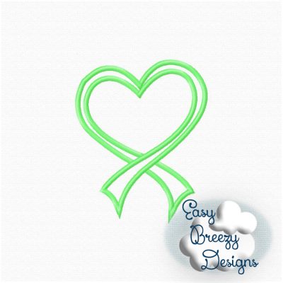 Awareness Heart Ribbon Applique Embroidery Design - Machine Embroidery Files - Digital Download