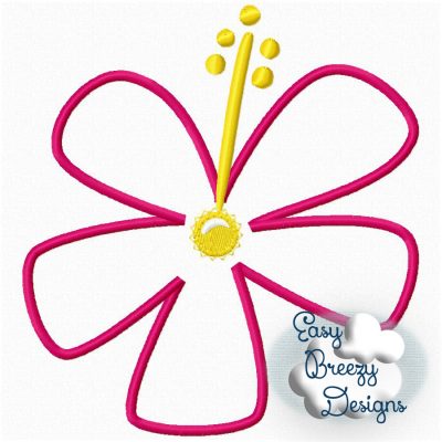 Surfer Hibiscus Flower, Summer Fun - Machine Applique Design