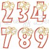 Big Bow Applique Number Set - Add On Sparkle Set Included - Digital Embroidery Design Files