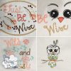 JUST BE - Be Wise Owl Embroidery Design Set - Digital Download Zip Files