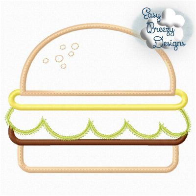 Burger Time Applique Design, Summer BBQ Applique Design, Hamburger Applique Design - Digital Download Files