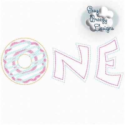 Donut ONE Birthday Applique Design - Digital Download