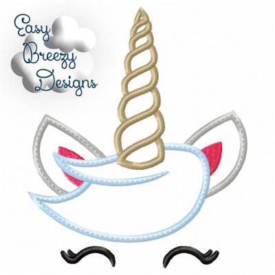 Unicorn Face Applique Design - Machine Embroidery Files - Digital Download
