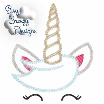 Unicorn Face Applique Design - Machine Embroidery Files - Digital Download - Image 2