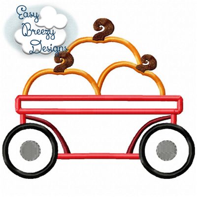 Tractor Wagon with Pumpkins Applique - Machine Embroidery Files - Digital Download